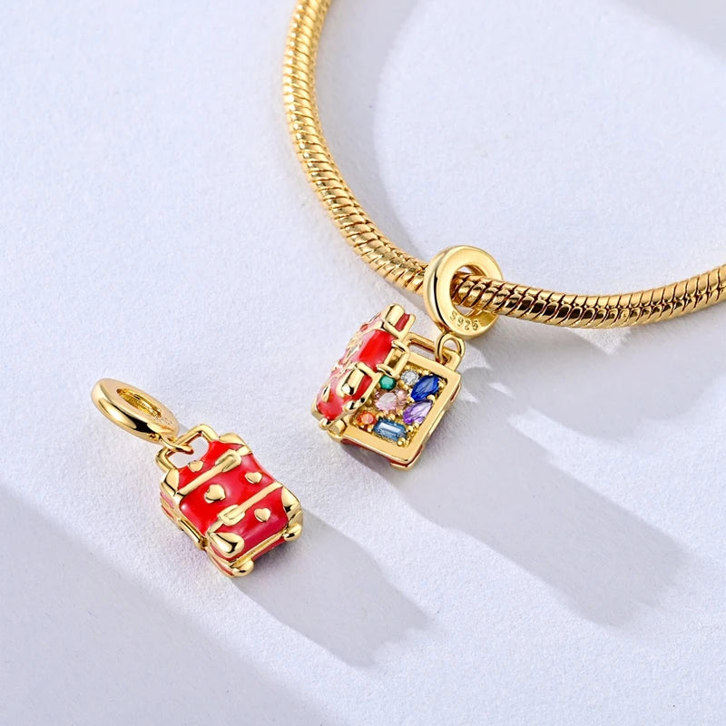 Original Charms Beads Pendant 925 Sterling Silver Red Polka Dot Doll Charms Fit Bracelet Necklace Pendant For Women Jewelry Gift