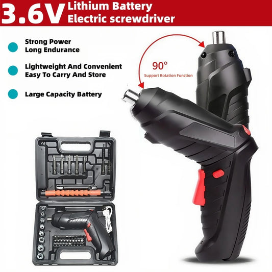 Electrical Screwdriver Handheld for Home Repair and DIY Right Angle Rotation Pistol Bored Drill LED Lights Long Battery Life