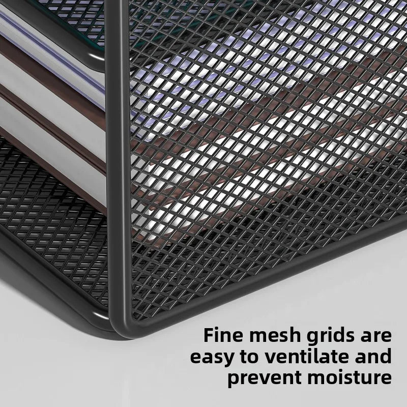 4 Trays Paper Organizer Letter Tray with Handle-Mesh Desk File Organizer, Paper Sorter Desk Organizer for Office, Home or School