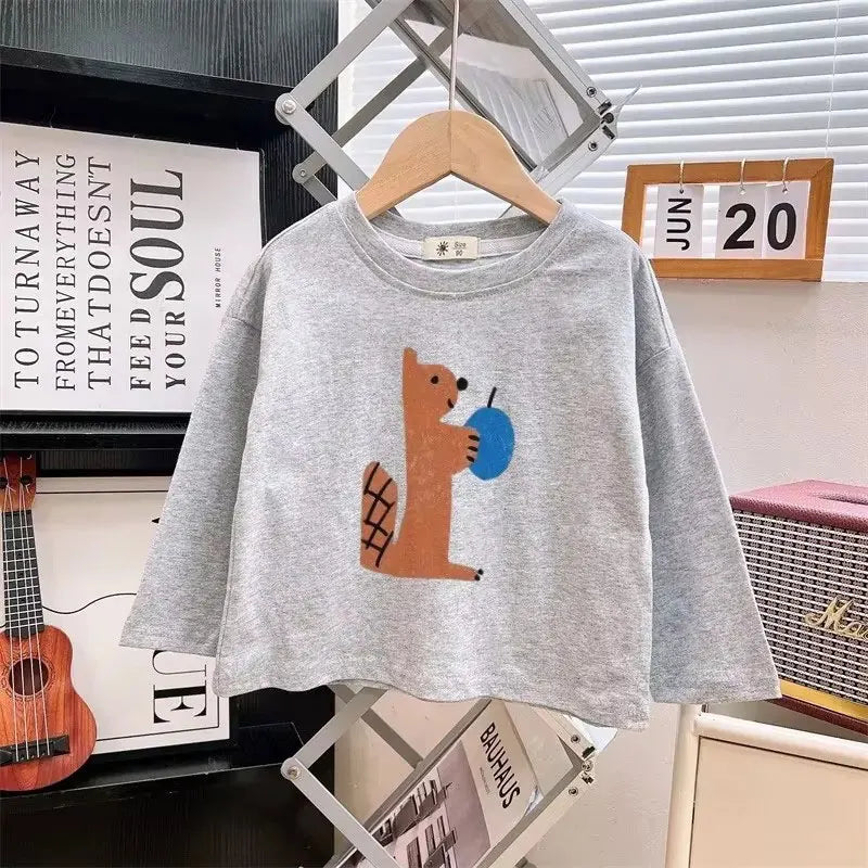 kids shirts 2024 new autumn full sleeve baby girls tops boys tees cotton children clothing cartoon kids t-shirts