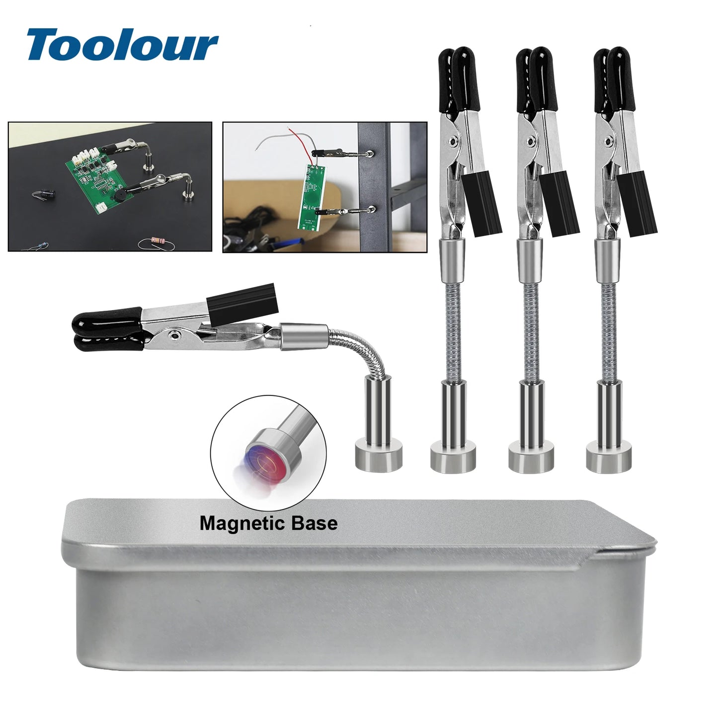 Toolour Soldering Helping Hands 4 Magnetic Universal Flexible Arm Welding Assistant PCB Clamp Third Hand Welding Repair Tools
