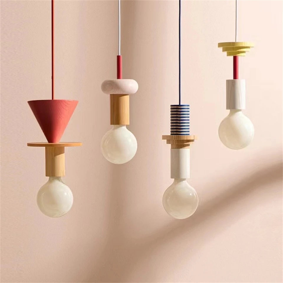 Modern Lustre Grain Ceiling Pendant Lamp Nordic Wood LED Pendant Lights Kitchen Restaurant Home Decor Hanging Lamp Light Fixture