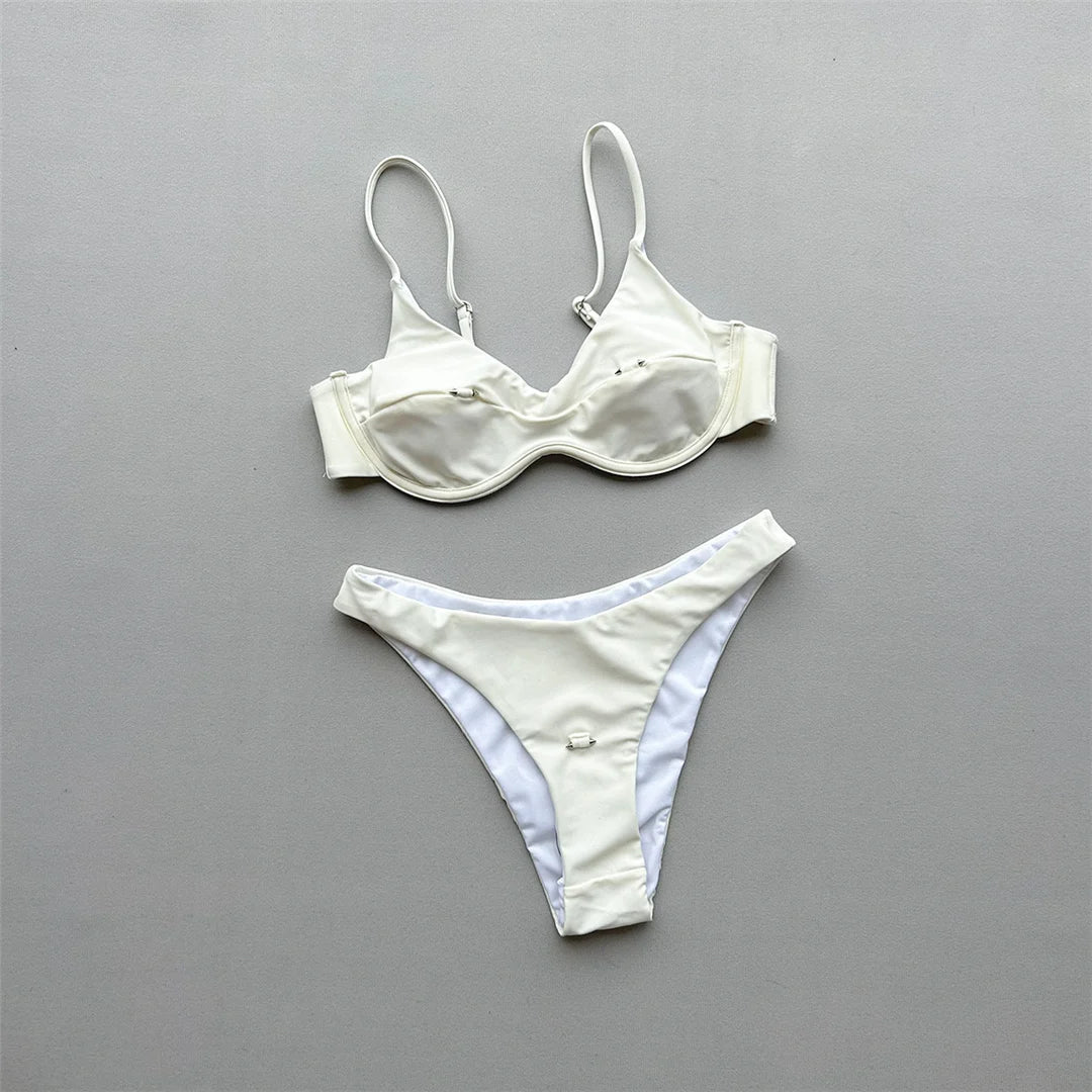 New Underwired Bikini Female Swimsuit Women Swimwear Two-Pieces Bikini Set Brazilian Padded Bather Bathing Suit Swim V7743