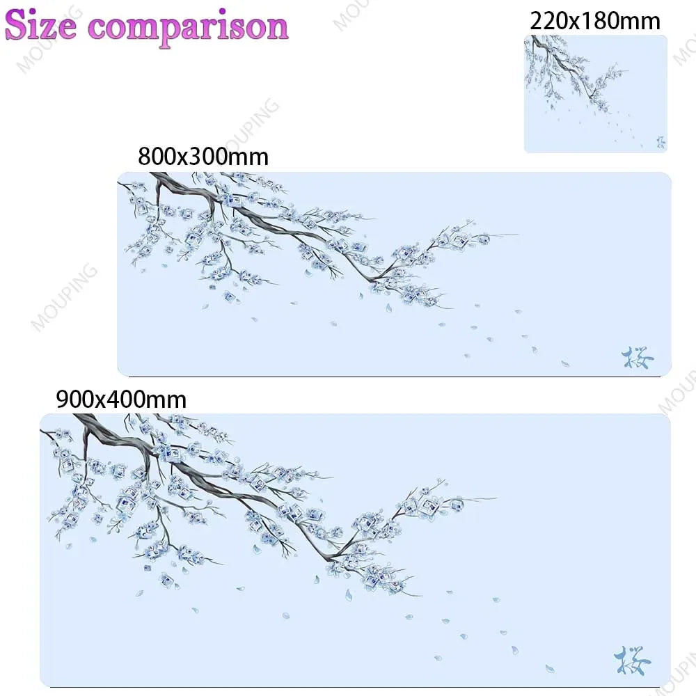 Japan Cherry Blossom Mouse Pad Gray Laptops Gaming Deskmat Sakura Mousepad Anime Office Carpet Gamer Keyboard Computer Desks