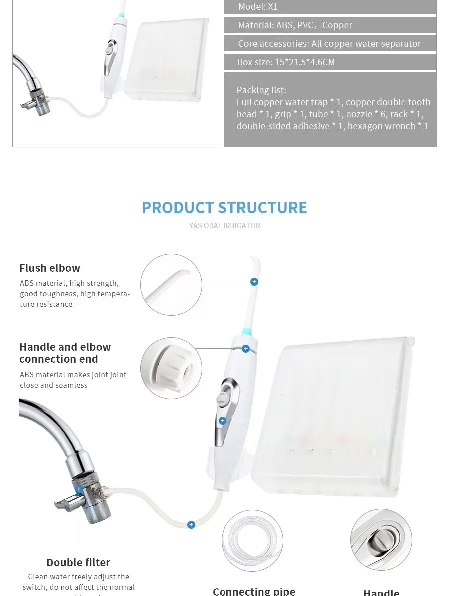 Faucet Oral Irrigator Water Jet For Cleaning Toothpick Teeth Flosser Dental Irrigator Implements Dental Flosser Tooth Cleaner