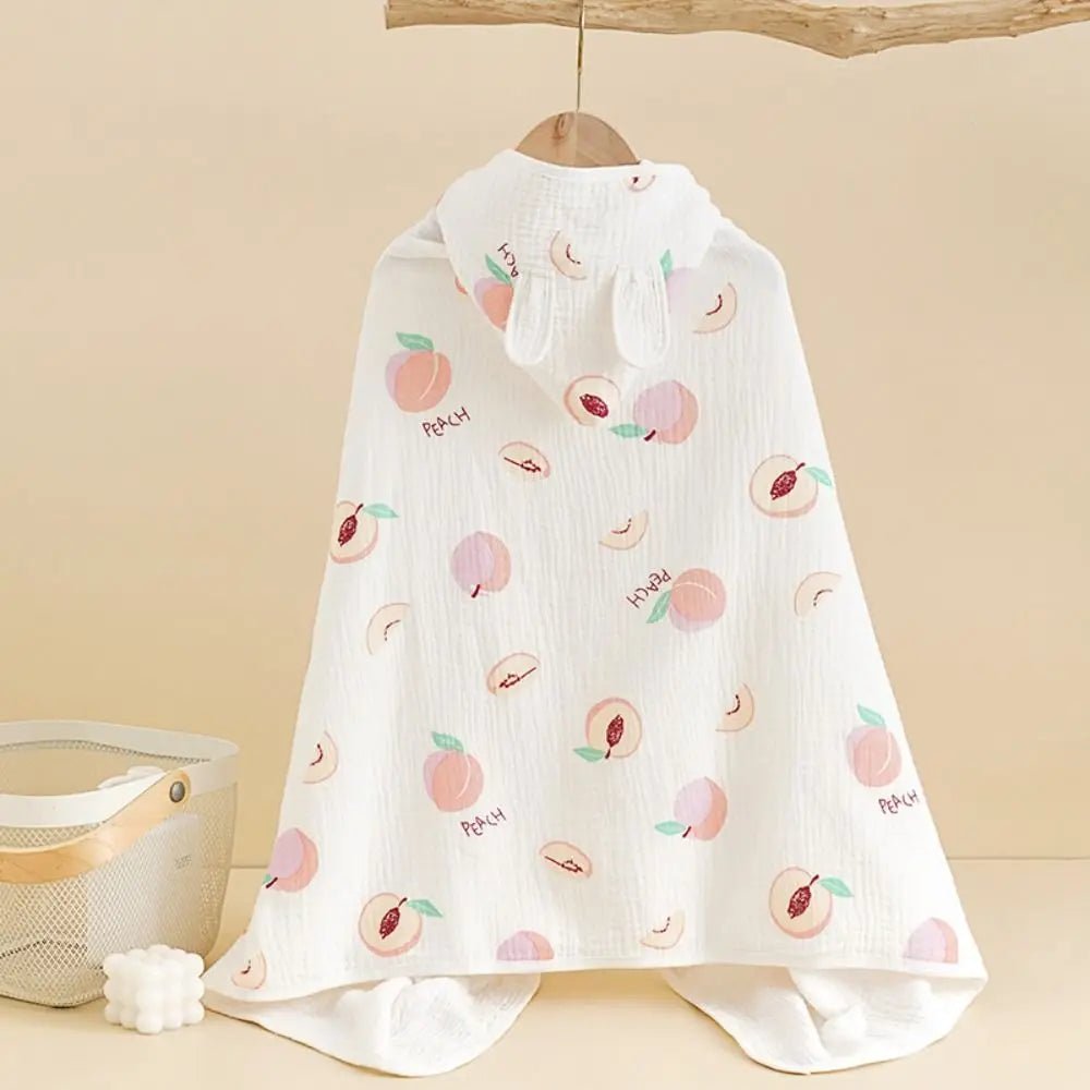 Warm Cartoon Printed Baby Gauze Bath Towel Four Layer Soft Cartoon Cloak Towel Comfortable Absorbent Hooded Bathrobe Children
