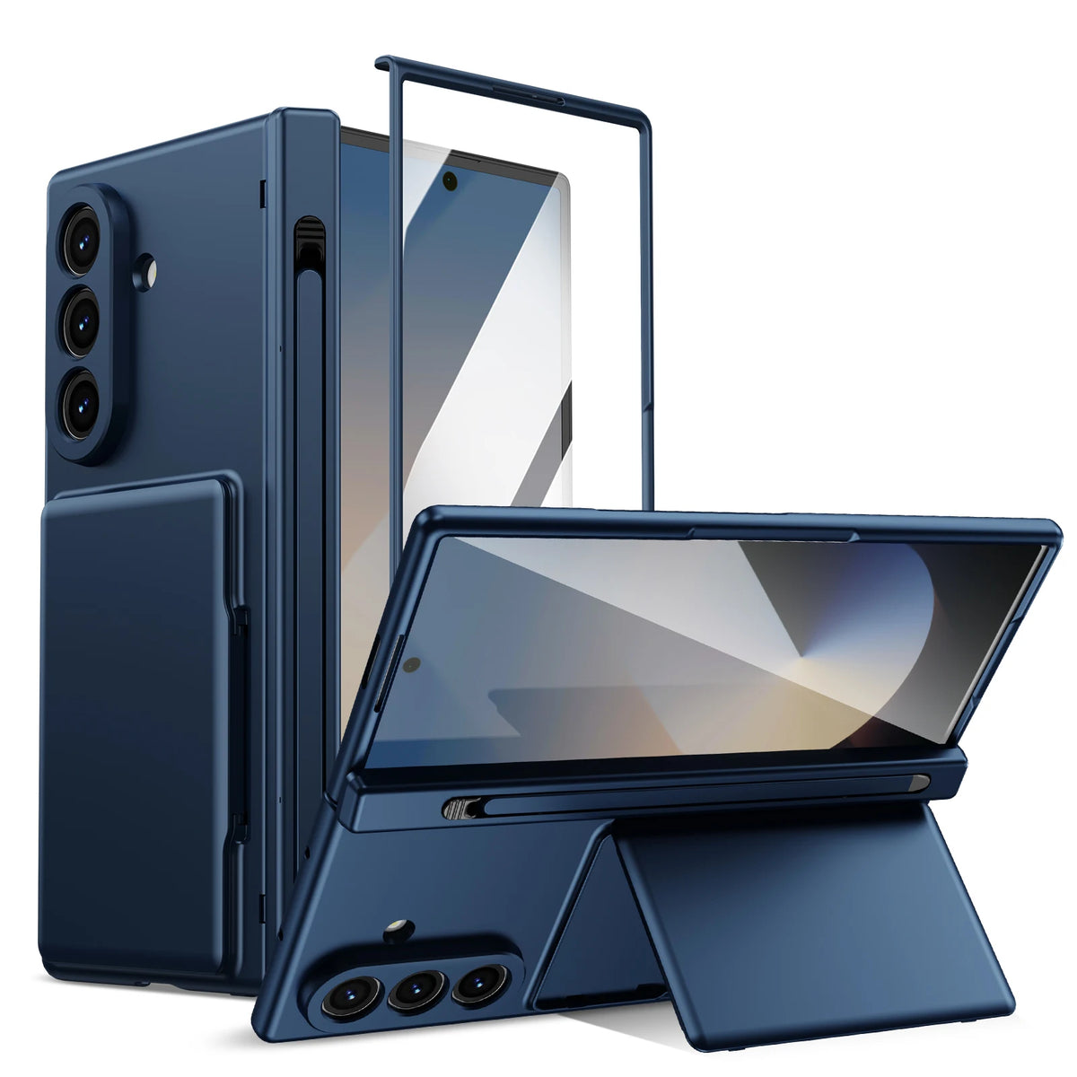 Case For Galaxy Z Fold 8 Ultra 7 6 Card Holder Wallet Kickstand Pen Slot Glass Screen Protector Hinge Shockproof Protective Case