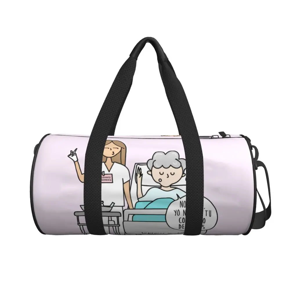 Couple Travel Bag Enfermera En Apuros Doctor Nurse Gym Bag Large Oxford Custom Handbag Colorful Casual Sports Bag