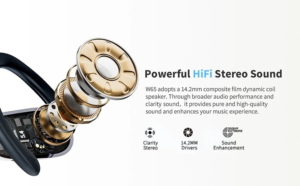 Sansui W65 Air Conduction Bluetooth 5.4 Earphones ENC Noise Canceling Bluetooth Headphone on Ear OWS Wireless Headsets with APP