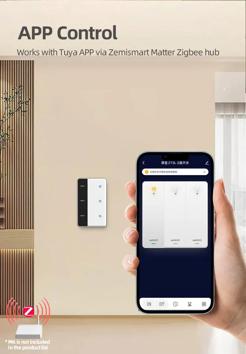Zemismart DIY Name Switch Zigbee Smart Display Screen Touch Light Switch US Type Works with Tuya Alexa Google Home Voice Control