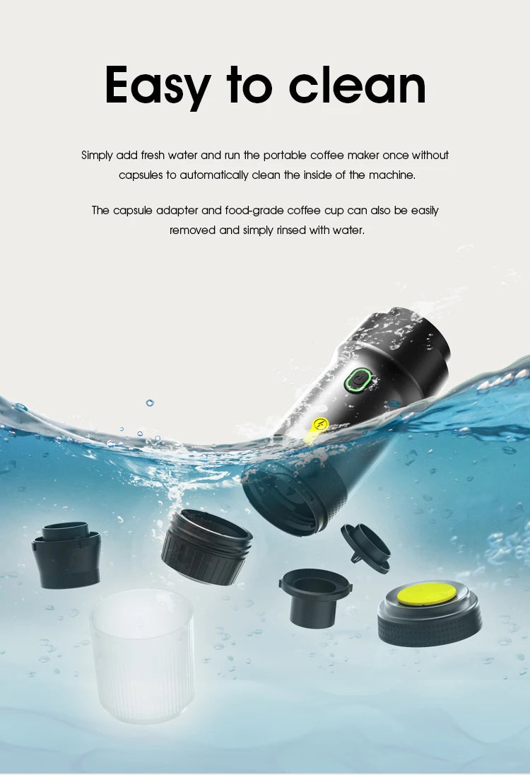 New Electric Portable Coffee Machine Portable Italian Espresso Machine for Car & Home 3-in-1 Capsule Powder Travel Coffee Maker