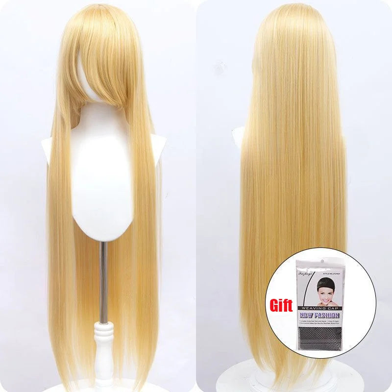 Snoya 100cm synthetic long straight cosplay wig with bangs Heat Resistant hair Anime pink blonde red purple women wig