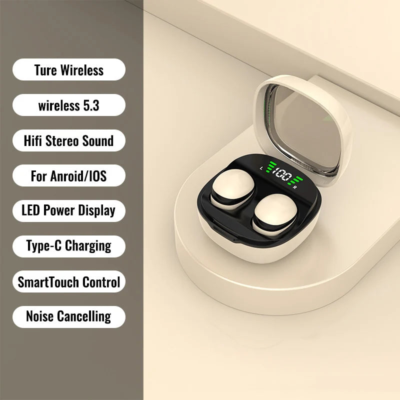 Mini Invisible Earphones Bluetooth 5.3 Headphones HiFi Stereo Wireless Headsets Noise Reduction Earbuds for Xiaomi Huawei