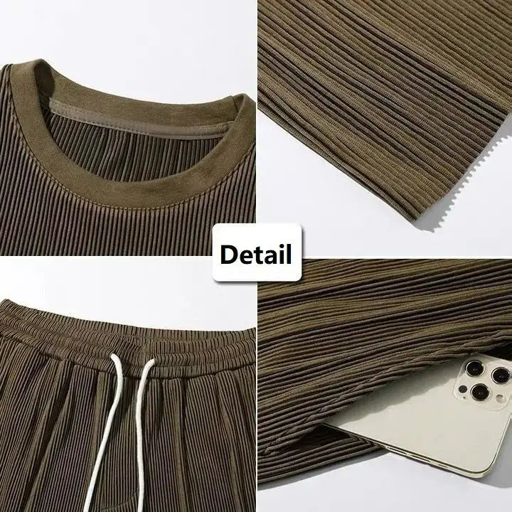 New Ice Silk Sports Set Men's Summer Thin Tracksuit Men 2024 Casual Long Pants Short Sleeve T-shirt Quick Drying Clothes Sets