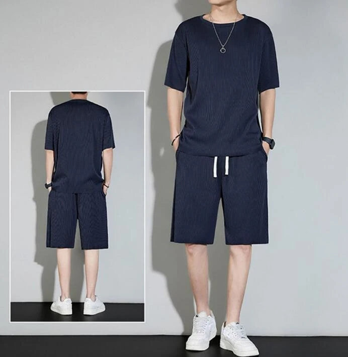 Top Pants Sets Kpop Short Quarter Sleeve Tracksuit Korean Style T Shirt Man Summer Sports Suits Aesthetic Cool Xl Men's Clothing
