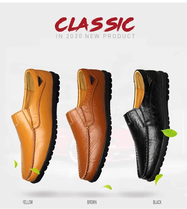 New Genuine Leather Men Casual Shoes Luxury Brand Mens Loafers Moccasins Breathable Slip on Black Driving Shoes Big Size 47