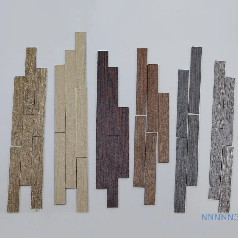 Mini Floor Boards for Dollhouses, Set of 10 Wooden Tiles for 1:12 Scale Doll House Furniture and Wall Decor