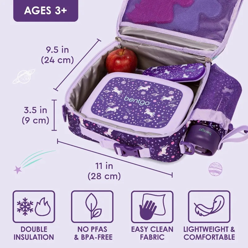 2025 New Cute Cartoon Kids Bento Lunch Bag Unicorn Print Reusable Lunch Box Double Insulated Waterproof for Children 3Years+