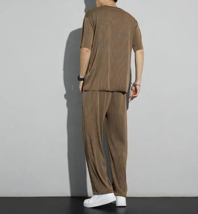 Top Pants Sets Kpop Short Quarter Sleeve Tracksuit Korean Style T Shirt Man Summer Sports Suits Aesthetic Cool Xl Men's Clothing