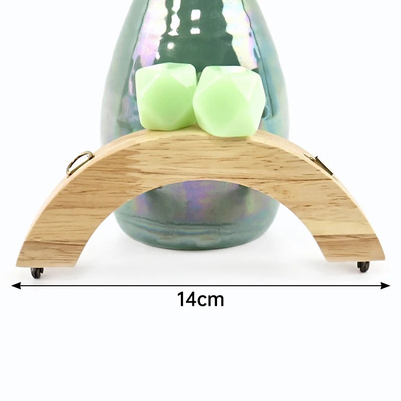 1Pc 14cm Mini Wooden Bag Handle Colored Beads Purse Frame Kiss Clasp Wallet Clourse Clip DIY Handmade Bracket Bags Accessories