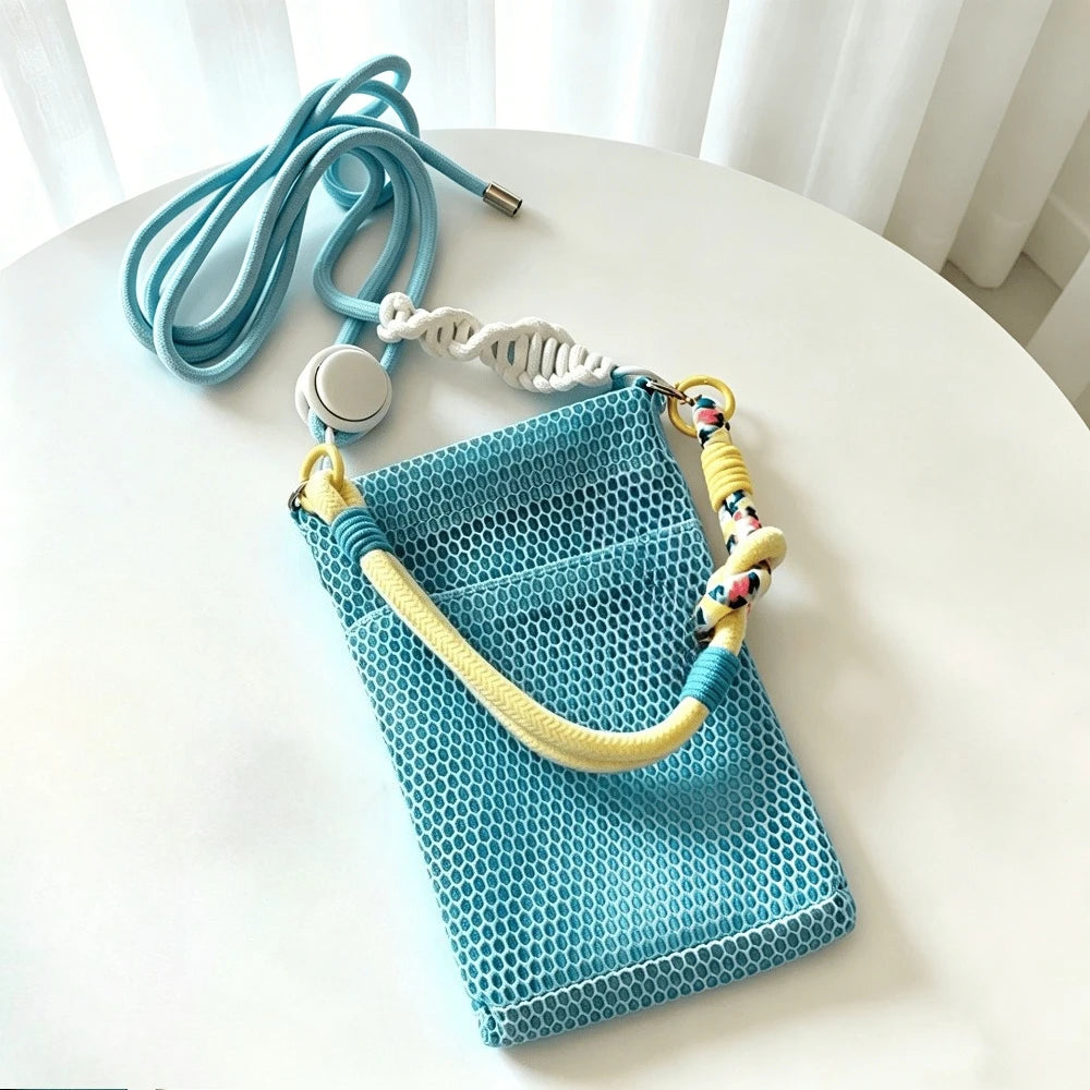Women Handbags Female Summer Mesh Shoulder Bags Large Capacity Crossbody Bags Outdoor Beach for Women Portable Phone Purse