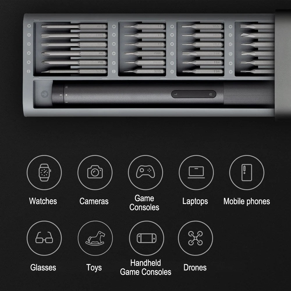 XIAOMI MIJIA Electric Precision Screwdriver With 24 S2 Steel Bits,2 Torque Setting,400+ Screws Per Charge,For Smart Home Repair