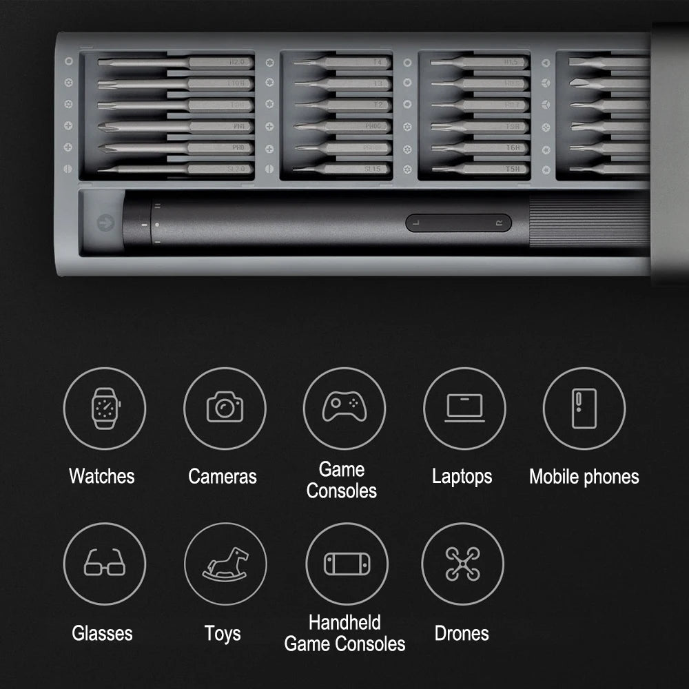 XIAOMI MIJIA Electric Precision Screwdriver With 24 S2 Steel Bits,2 Torque Setting,400+ Screws Per Charge,For Smart Home Repair