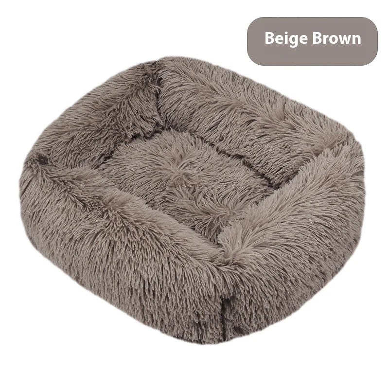 Square plush pet bed, provides warmth in winter, suitable for cats and dogs, can be used as a mattress, pet supplies