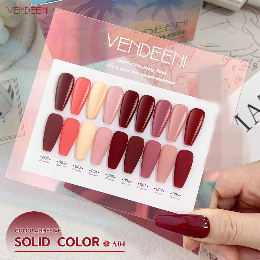 Vendeeni TPO HEMA Free 2025 Hot Sale High Quality 9-Color Nail Gel Polish Set Non-Toxic UV Gel Nail Art Kit for Nail Salon