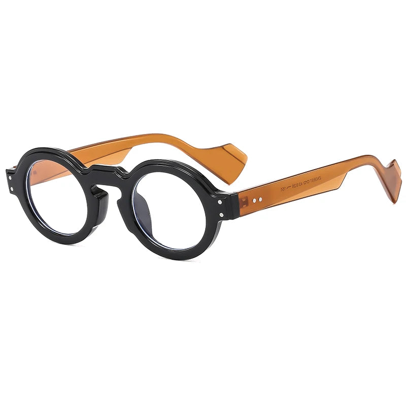 Round Sunglasses Women Men Punk Double Color Shades Retro Rivets Decoration Trending Sun Glasses Clear Lens Frame UV400
