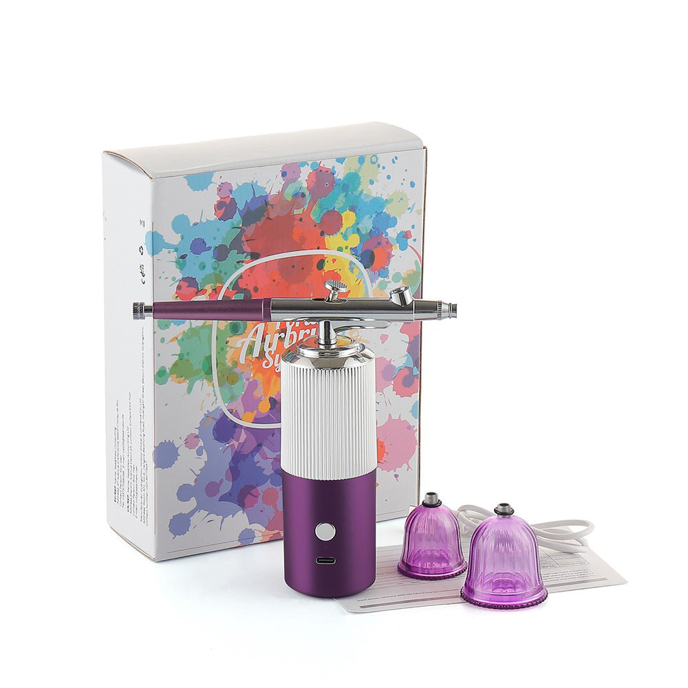 Top 0.3mm Pink Mini Air Compressor Kit Air-Brush Paint Spray Gun Airbrush For Nail Art Tattoo Craft Cake Nano Fog Mist Sprayer