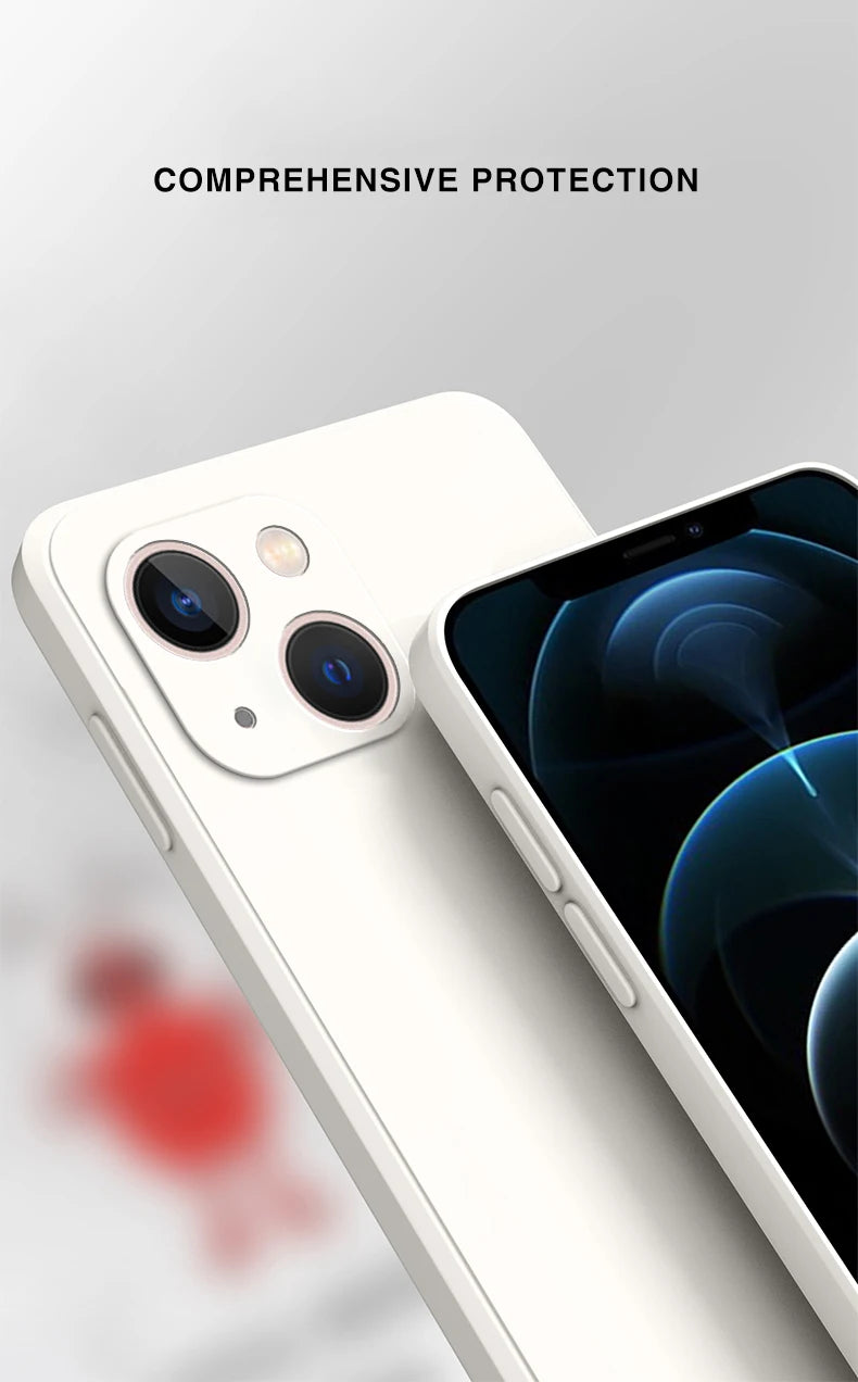 Original Square Liquid Silicone Funda Case for iPhone 15 13 Pro Max X XS 11 12 14 Plus Luxury Camera Protective Cover