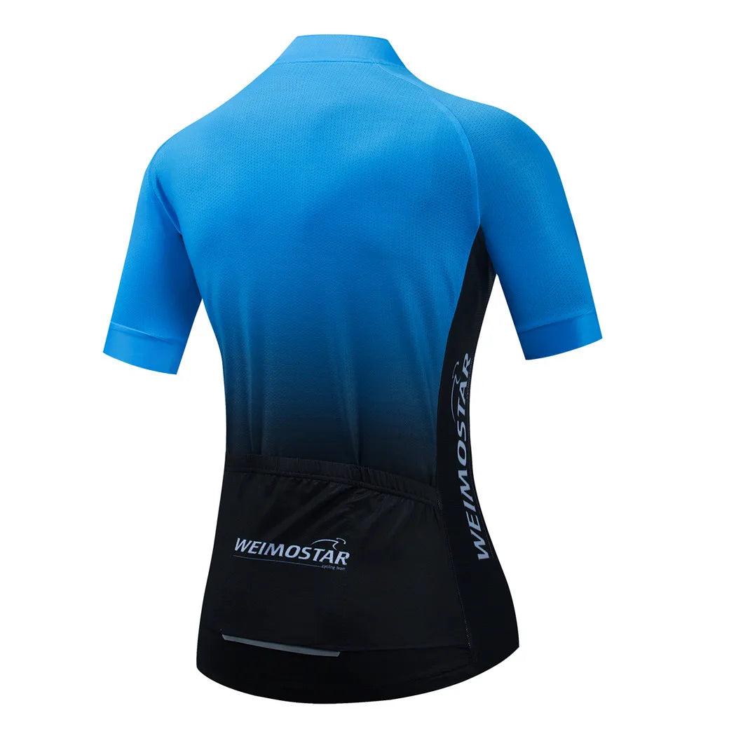 Blue Black Womens Cycling Jersey Pro Team Cycling Clothing Summer MTB Bike Jersey Breathable Bicycle Shirt Maillot Ciclismo