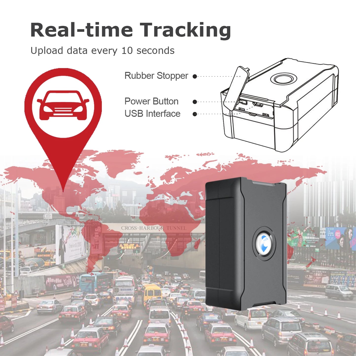 Portable Auto Tracker 6000mAh Big Battery Long Last Vehicle Locator Motorcycle Car Security Protection with iOS Android APP