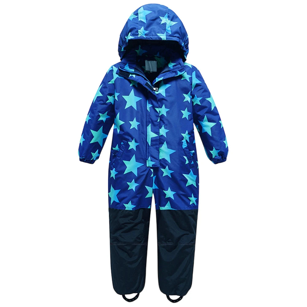 Children's Warm Snowboarding Wear,Winter Boys Girls Jumpsuit,Kids Ski Suits,One-piece Hooded Waterproof Windproof Outdoor -20℃