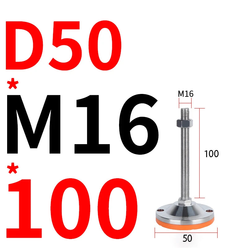 40 50 60 Heavy Metal Foot Cup/Fixed Foundation Screw/Adjustable Foot/Anti Slip Shock Absorber Support Foot M8 M10 M12 M14 M16