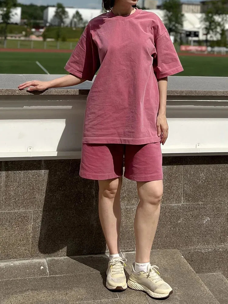 MiuKoMiYa Summer Loose T Shirts Women Basic Cotton Wahsed Short Sleeve Tees Oversized Casual Basic Female T Shirts Streetwear