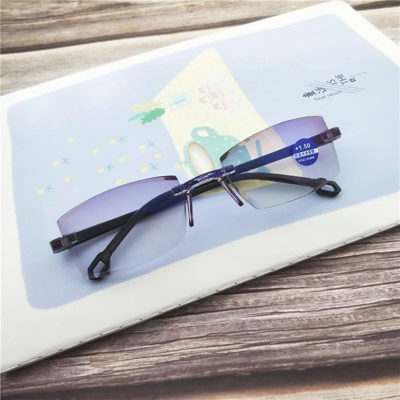 Intelligent Zoom Anti-blue Light Frameless Frame Cutting Edge Reading Glasses Men And Womean