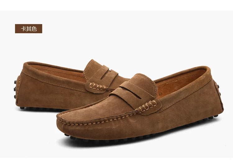 Men's Casual Fashion Genuine Leather Loafers Moccasins Slip-On Driving Shoes 38-50 Size Range Male Flats Comfort Footwear