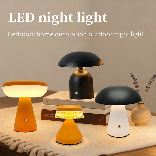 Minimalist Nordic Mushroom LED Desk Lamp Touch Dimming Bedhead Night Light Reading Light Restaurant Bedroom Decorative Lighting