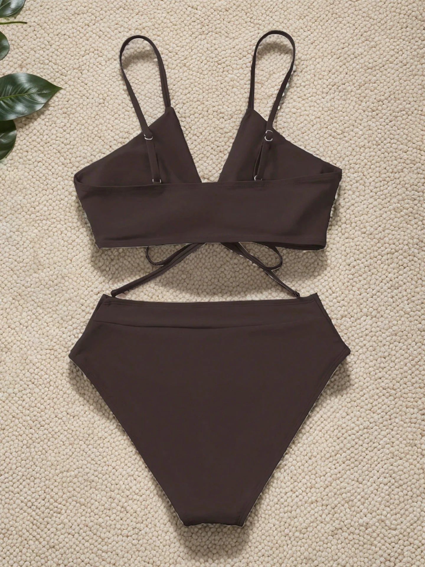 Sexy Bikini Set Women Adjustable Lace Up Solid Color Two Piece Swimsuit 2026 Summer Beach Bathing Suit Fashion New Beachwear