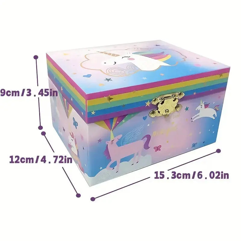 Unicorn Clockwork Music Box Jewelry Storage Box Desk Organizer Cute Little Girl Gift Ring/Necklace/Bracelet/Earring Storage Case
