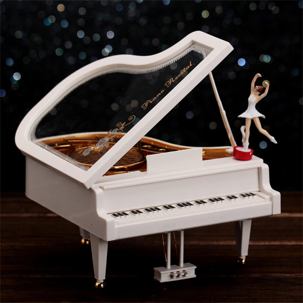 Heart Shape Dancing Ballerina Music Box PLastic Jewellery Box  Carousel Hand Crank Music Box Mechanism Gift For Valentine's Day