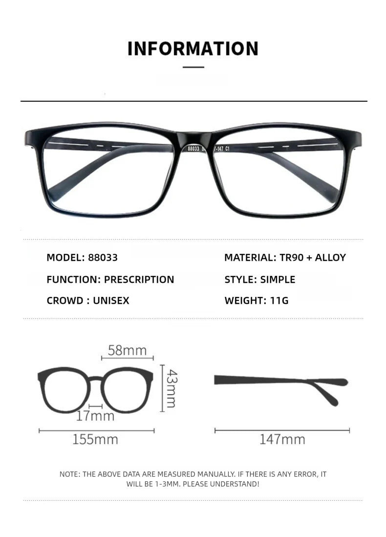 KANSEPT Square Man Glasses Myopia Big Face Glasses for Women Blue Light Lenses to Read Lunette De Lecture Femme Eyeglass Frames