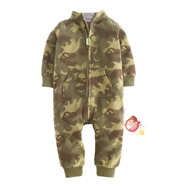 24M Toddler Baby Clothes Romper Children Fleece Outdoor Clothing Winter Warm Climbing Jumpsuit Zipper One-piece Coverall Pajamas