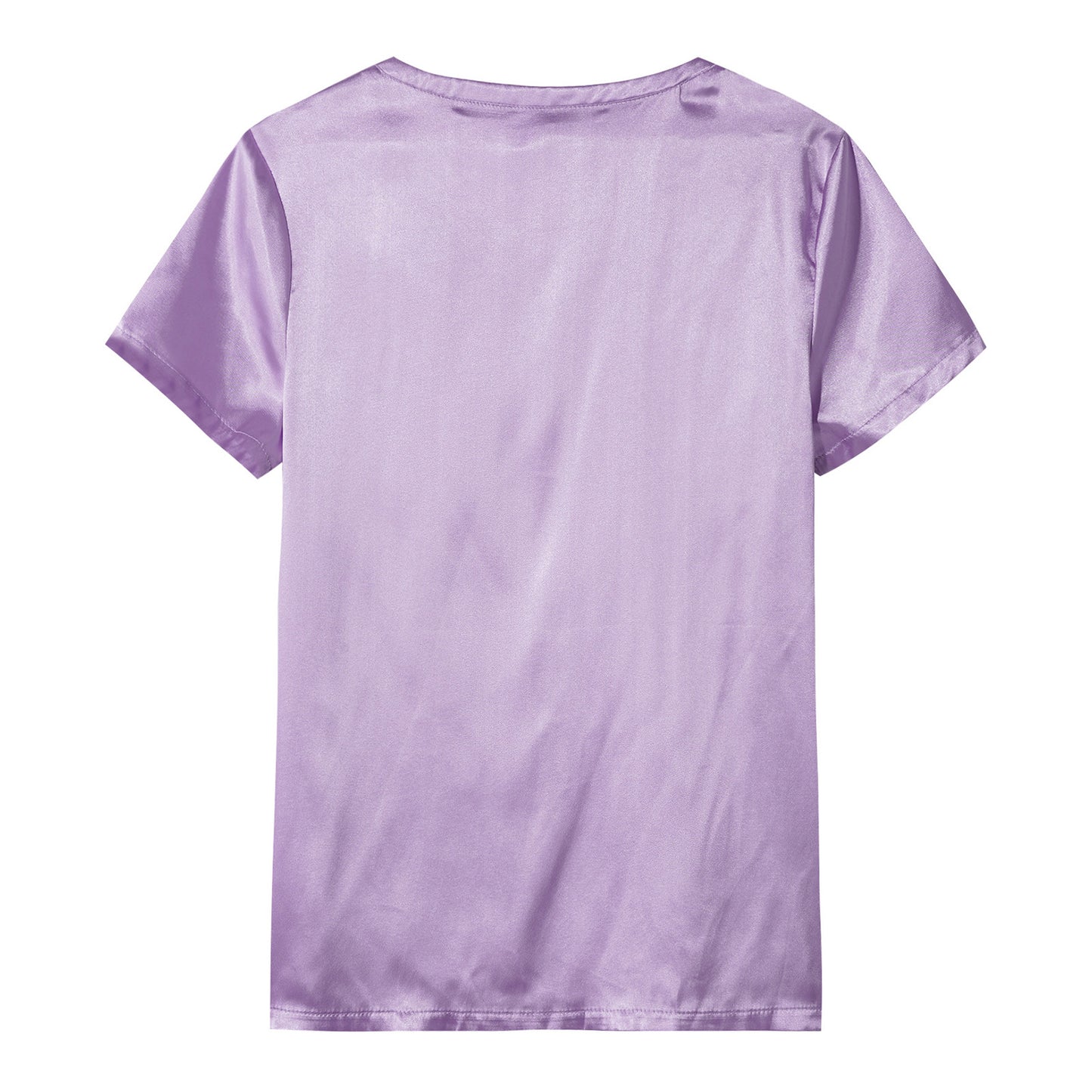 Mens Male Clothing V Neck Short Sleeve Satin Casual Comfortable T-Shirt Loose Pajamas Tops Loungewear Sleepwear Nightwear