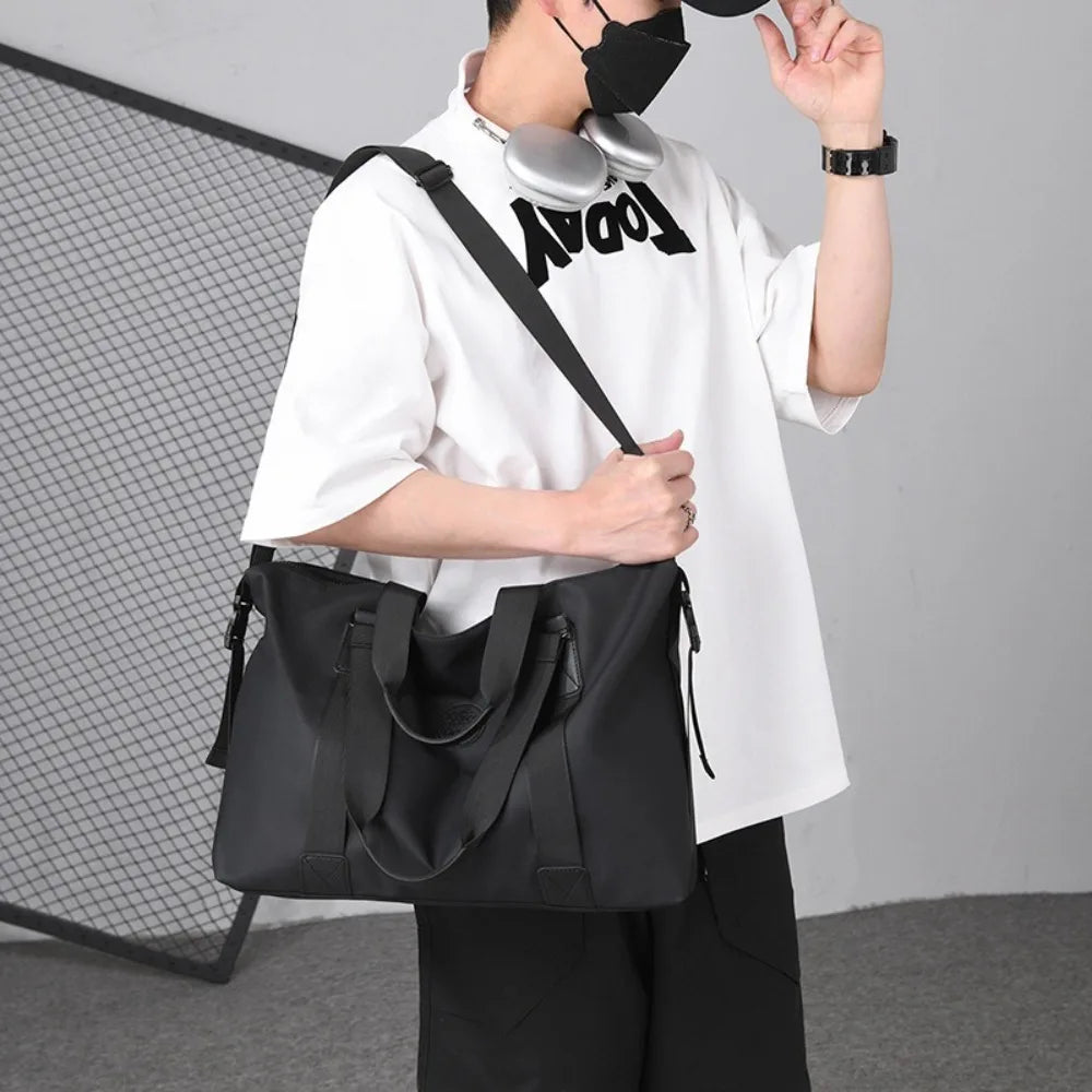 Large-Capacity Womens Travel Tote Bags Solid Color with Zipper Gym Fitness HandBag Overnight Bag Duffel Bag Sports Shoulder Pack