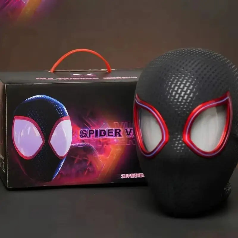 1:1 Miles Morales Mask with Movable Eyes Mascara Electric Gwen Spider-Man Helmet Ring Control Halloween Cosplay Mask Toy Gift