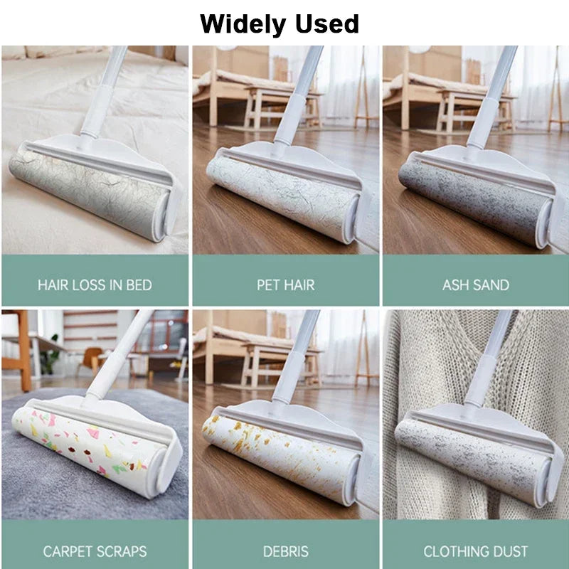 24cm 16cm Wide Lint Rollers Sticky with Long Handle Large Surface Pet Hair Remover Dust Brush for Carpets Floors Curtains