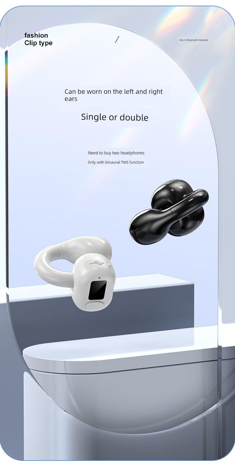 Non-Entry Ear Clip Bluetooth Headset Mini Running Painless Driving Rider Take-out Sports Single and Double Ear Hanging Long Standby